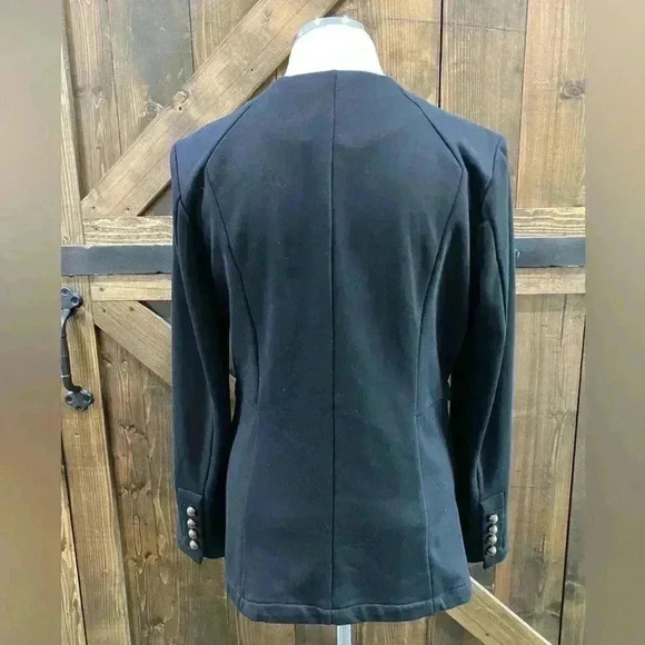 Tasha Pollizi Collection Black Military Inspired Brass Button Jacket Size M - Picture 3 of 6